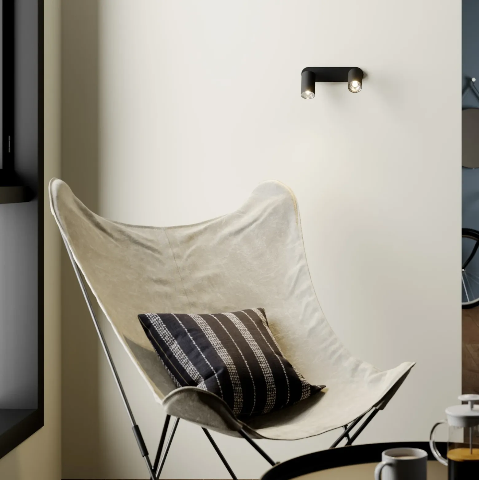 Foco de pared Eye Spot 2 luces, negro