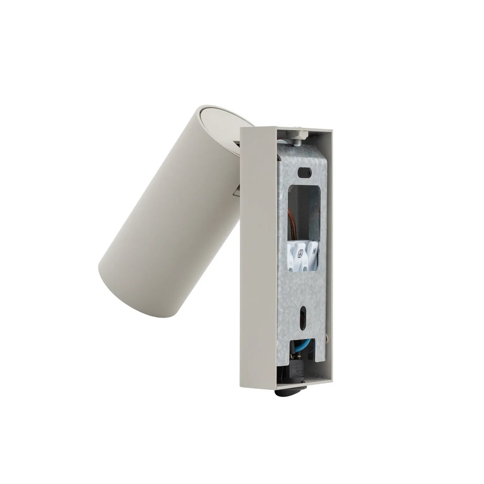 Foco de pared FOURTY, gris claro, altura 17 cm, metal, GU10