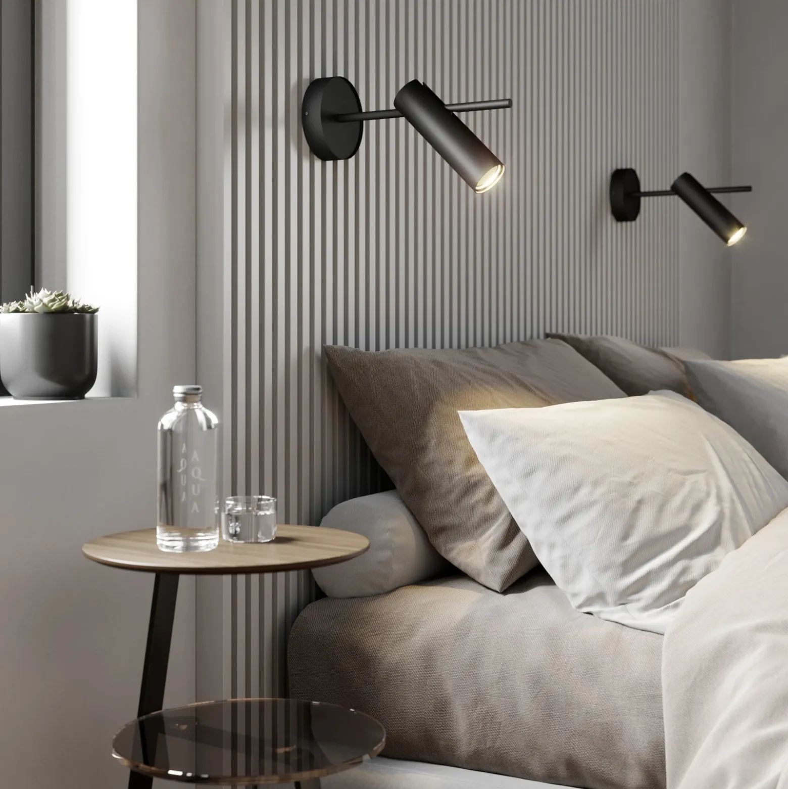 Foco de pared Leda 1, 1 luz, negro