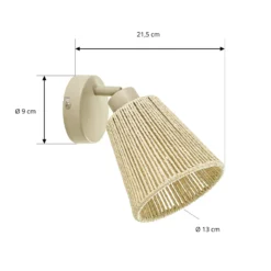 Foco de pared Lindby Anuva, color beige, de papel, 1 luz, E14