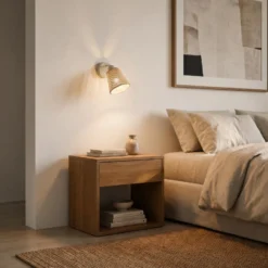Foco de pared Lindby Anuva, color beige, de papel, 1 luz, E14
