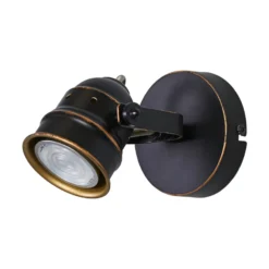 Foco de pared Lindby Leonor, negro, metal, 1 luz, 9,5 cm