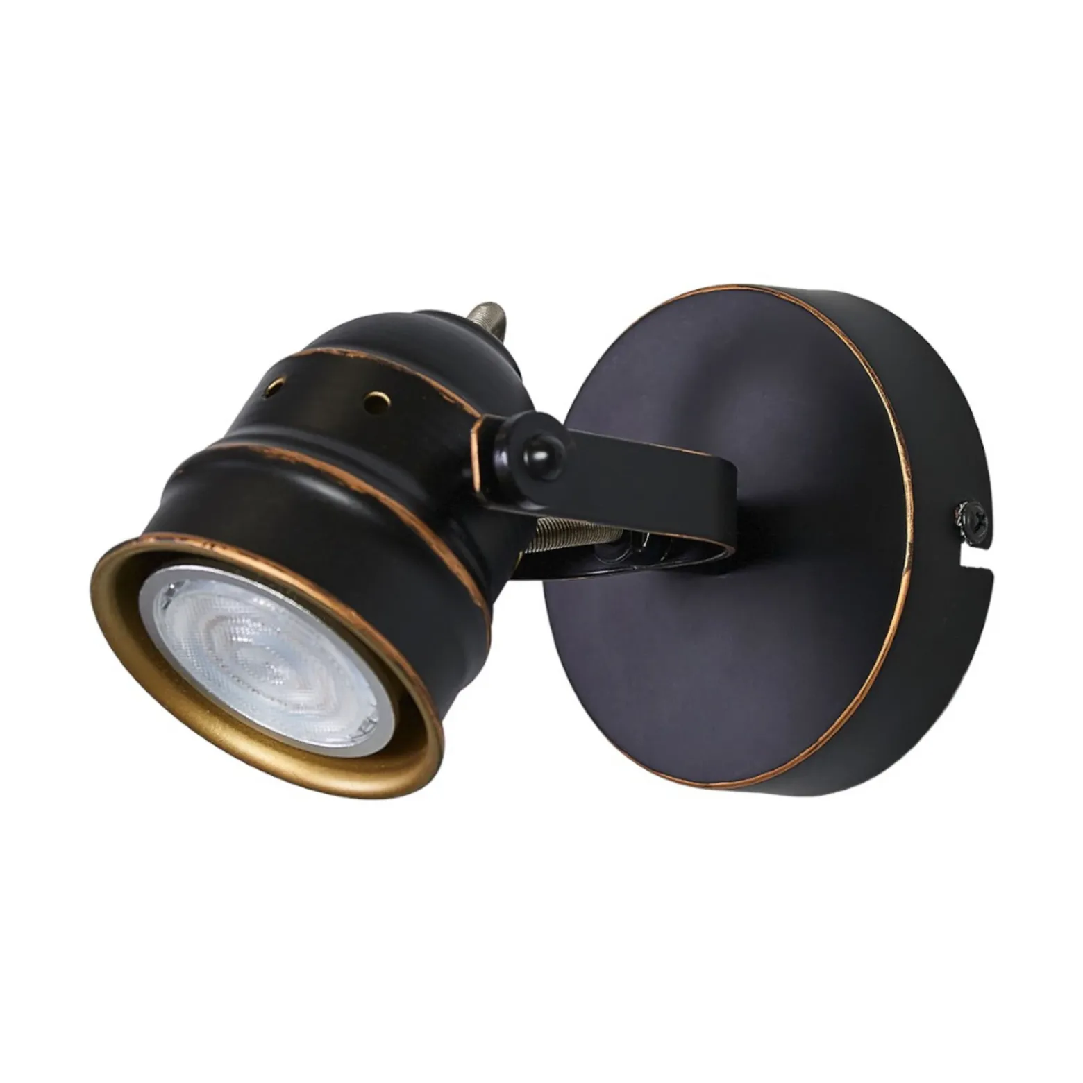 Foco de pared Lindby Leonor, negro, metal, 1 luz, 9,5 cm