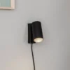 Foco de pared Mono I con enchufe negro