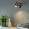 Foco de pared Portillo, bronce, altura 11 cm, metal, GU10