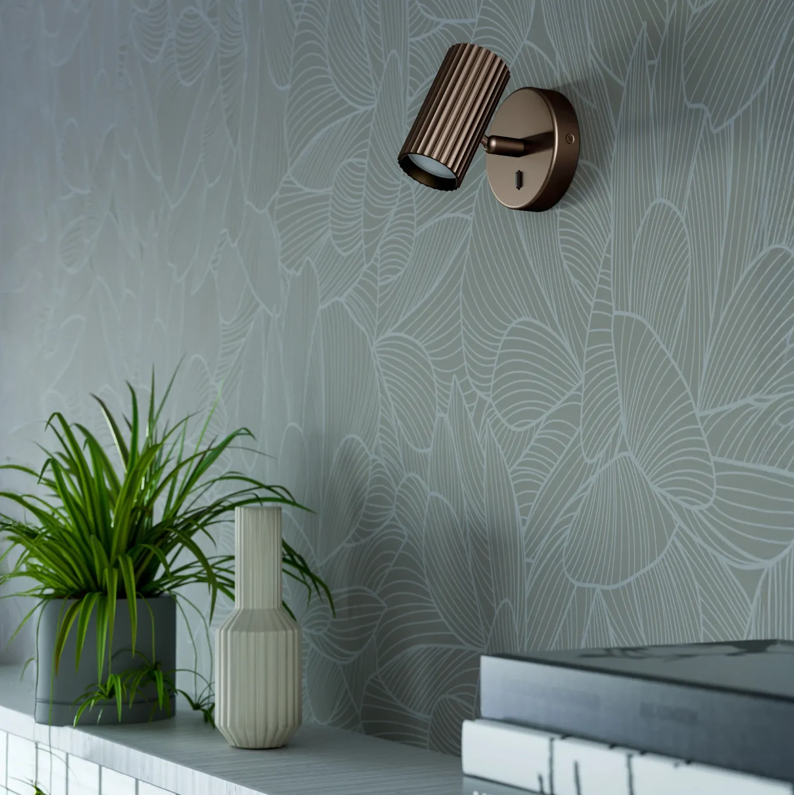 Foco de pared Portillo, bronce, altura 11 cm, metal, GU10