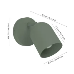 Foco de pared Tilston, verde oscuro, Ø 9 cm, acero, E14