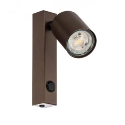 Foco de pared Top, regulable, interruptor, marrón, 1 luz