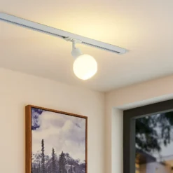 Foco de riel Lindby Linaro, E14, blanco, Ø 10 cm, monofásico