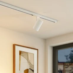 Foco de riel Lindby Linaro, GU10, Ø 6 cm, blanco, monofásico