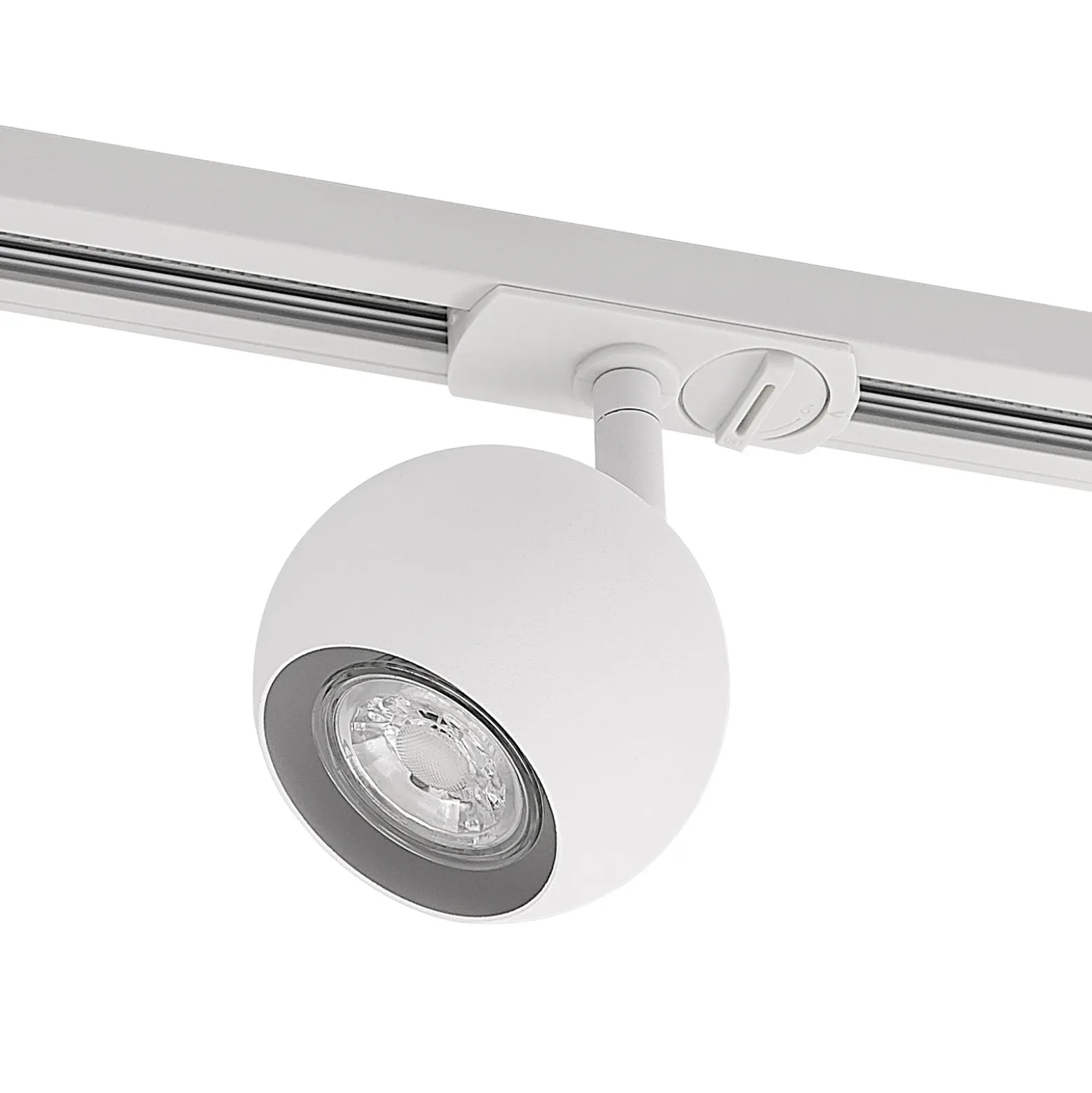 Foco de riel Lindby Linaro, GU10, Ø 9 cm, blanco, monofásico