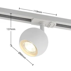 Foco de riel Lindby Linaro, GU10, Ø 9 cm, blanco, monofásico