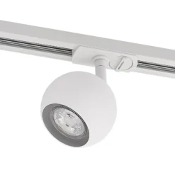 Foco de riel Lindby Linaro, GU10, Ø 9 cm, blanco, monofásico