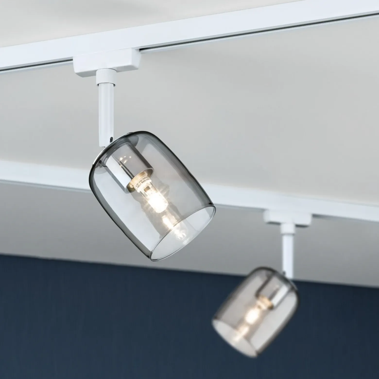 Foco de riel Paulmann URail Blossom, blanco señal/gris humo