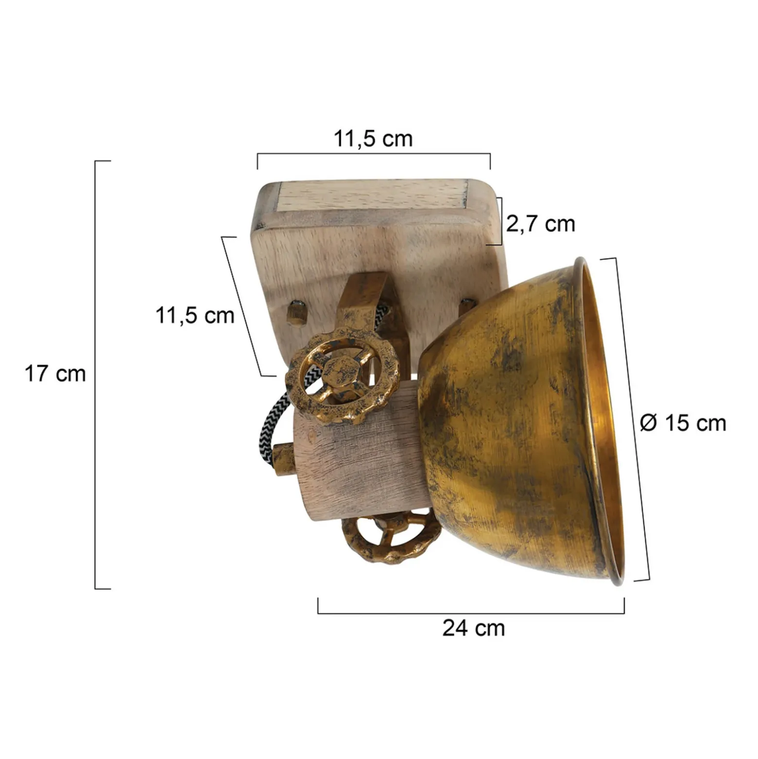 Foco de techo Gearwood, 1 luces bronce
