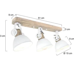 Foco de techo Gearwood, 3 luces blanco
