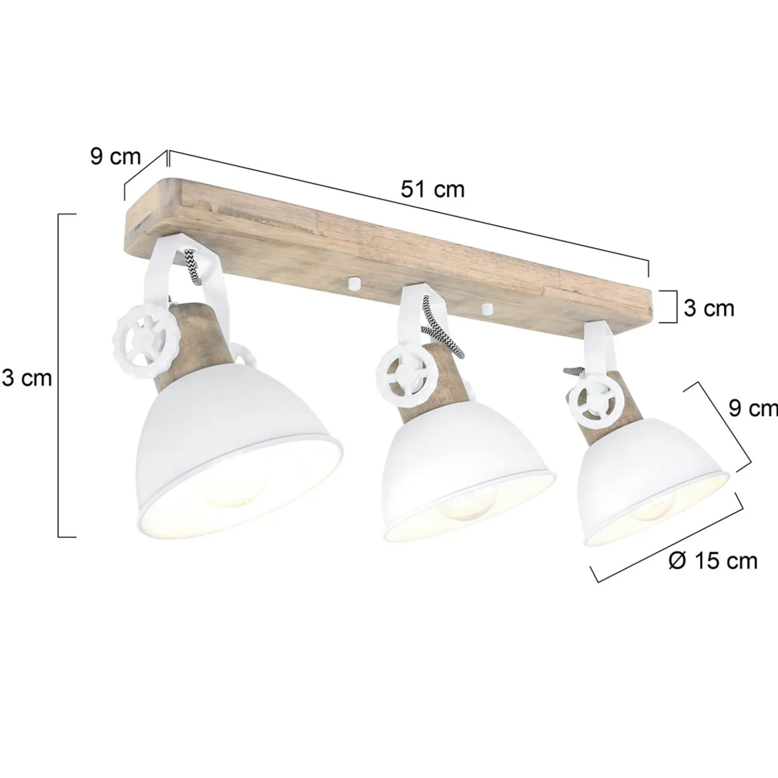 Foco de techo Gearwood, 3 luces blanco