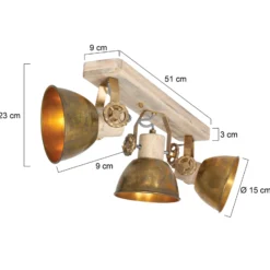 Foco de techo Gearwood, 3 luces bronce