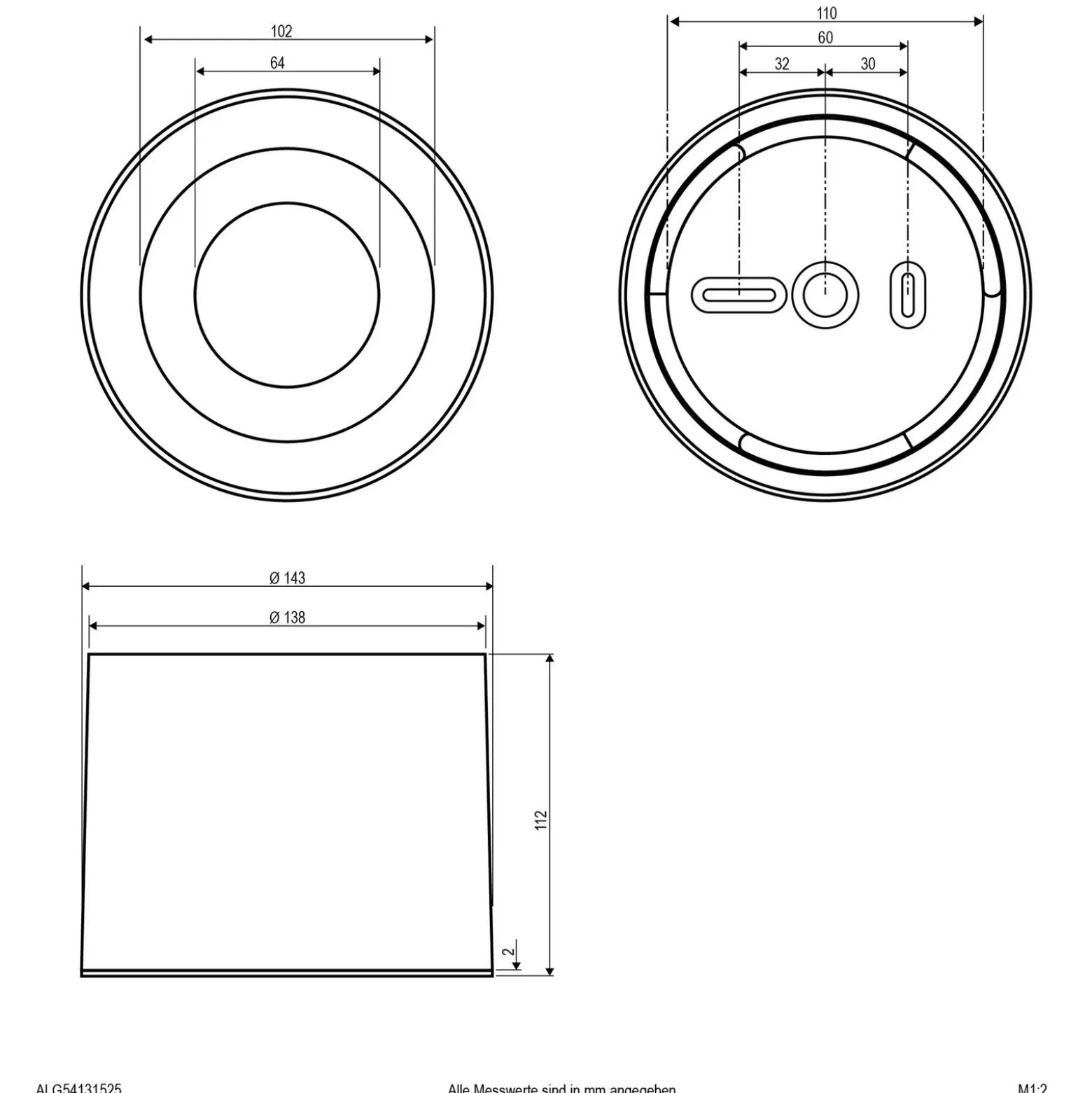 Foco de techo LED ALG54, Ø 21,3 cm antracita