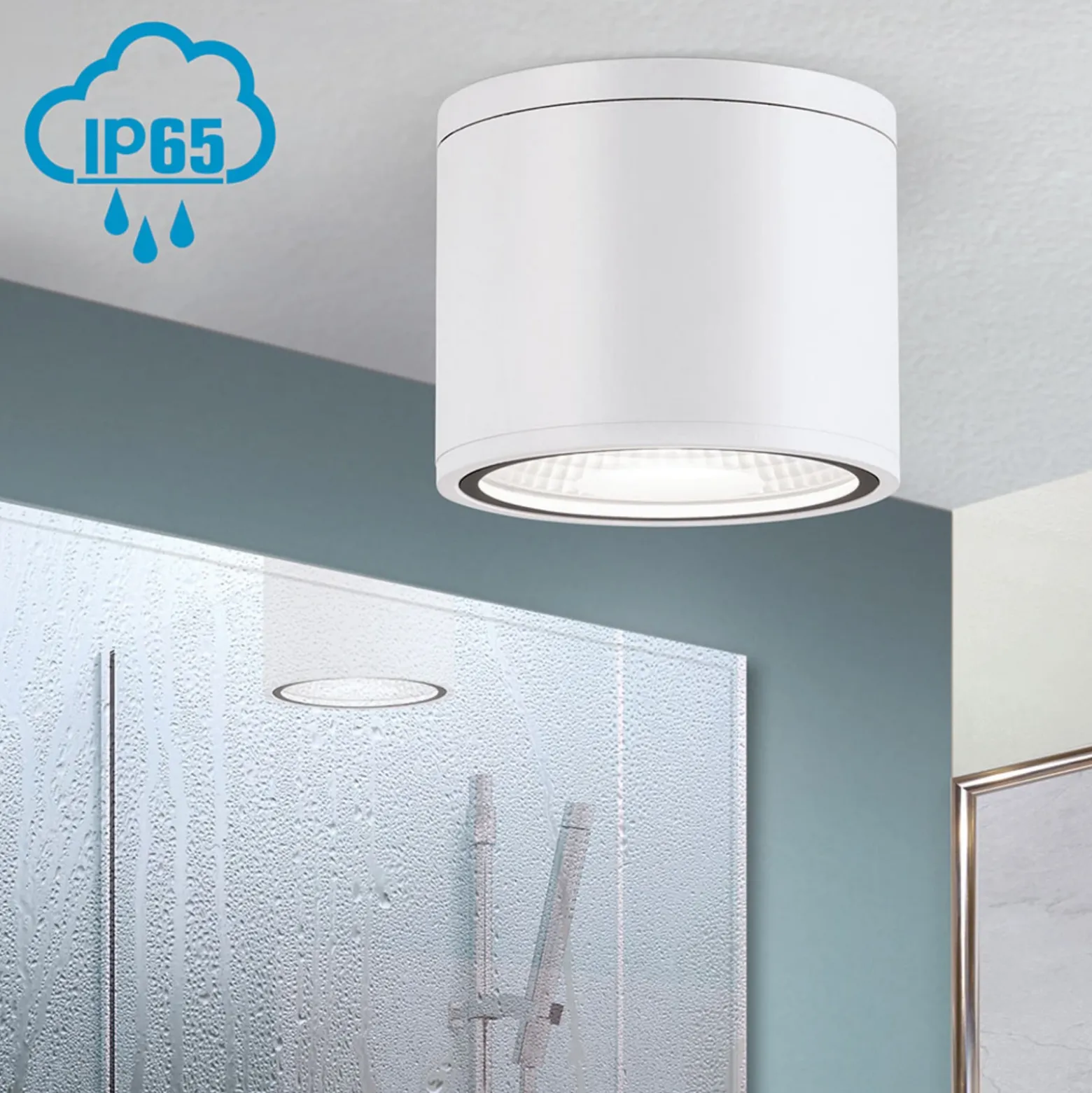 Foco de techo LED Sputnik IP65 Ø 14,5 cm blanco