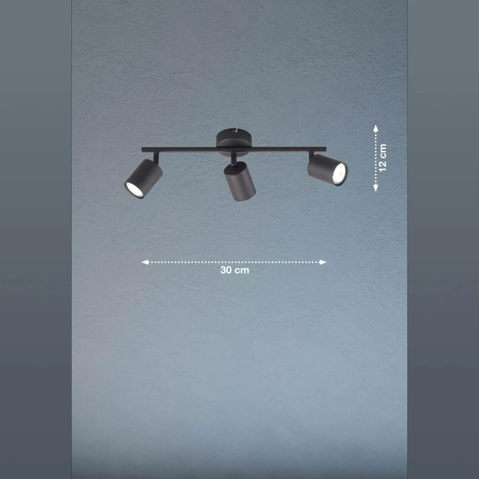 Foco de techo LED Vano negro, 3 luces alargado