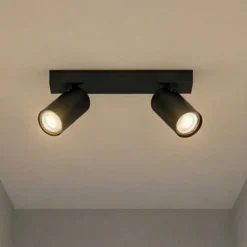Foco de techo OCTAGON negro de OSRAM, 2 luces, GU10-LED 927 atenuable
