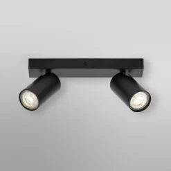 Foco de techo OCTAGON negro de OSRAM, 2 luces, GU10-LED 927 atenuable
