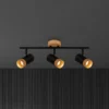 Foco de techo Plek GU10 negro/madera 3 luces