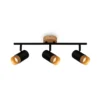 Foco de techo Plek GU10 negro/madera 3 luces