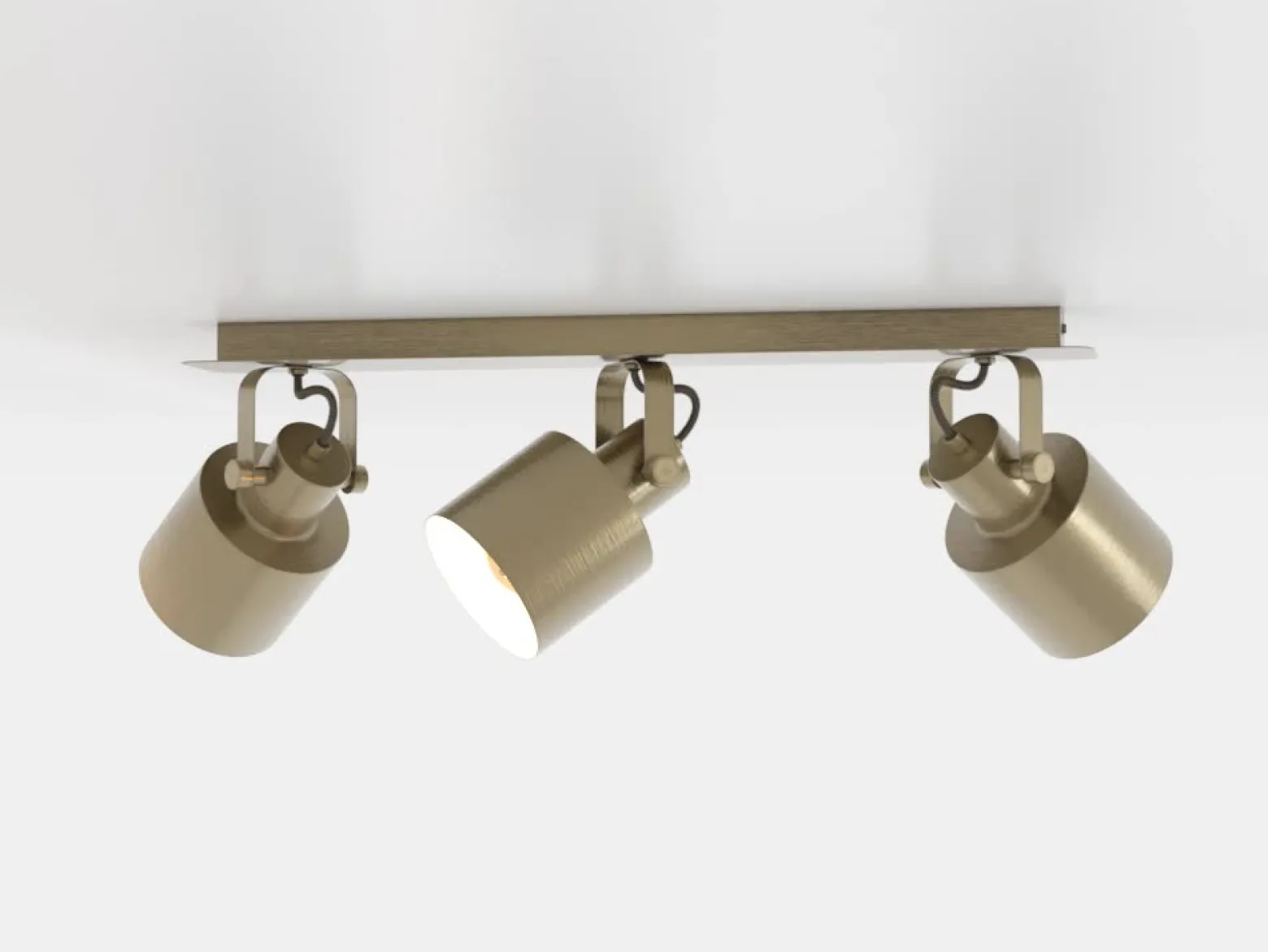 Foco de techo Southery 3 luces crema-oro cepillado