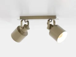 Foco de techo Southery 2 luces crema-oro cepillado