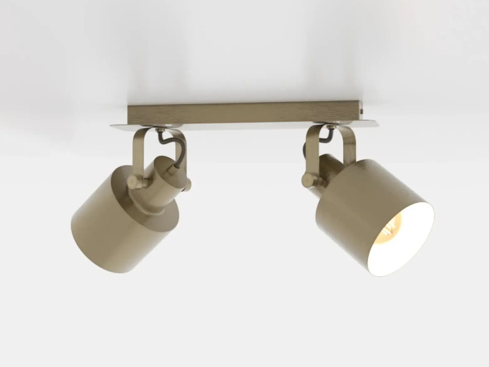 Foco de techo Southery 2 luces crema-oro cepillado