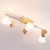 Foco de techo Vivica 3 brazos con piezas de madera