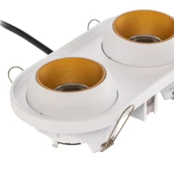 Foco empotrable Bega LED Studio Line, blanco/latón, 2 luces.