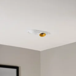 Foco empotrable Bega LED Studio Line, blanco/latón, 2 luces.