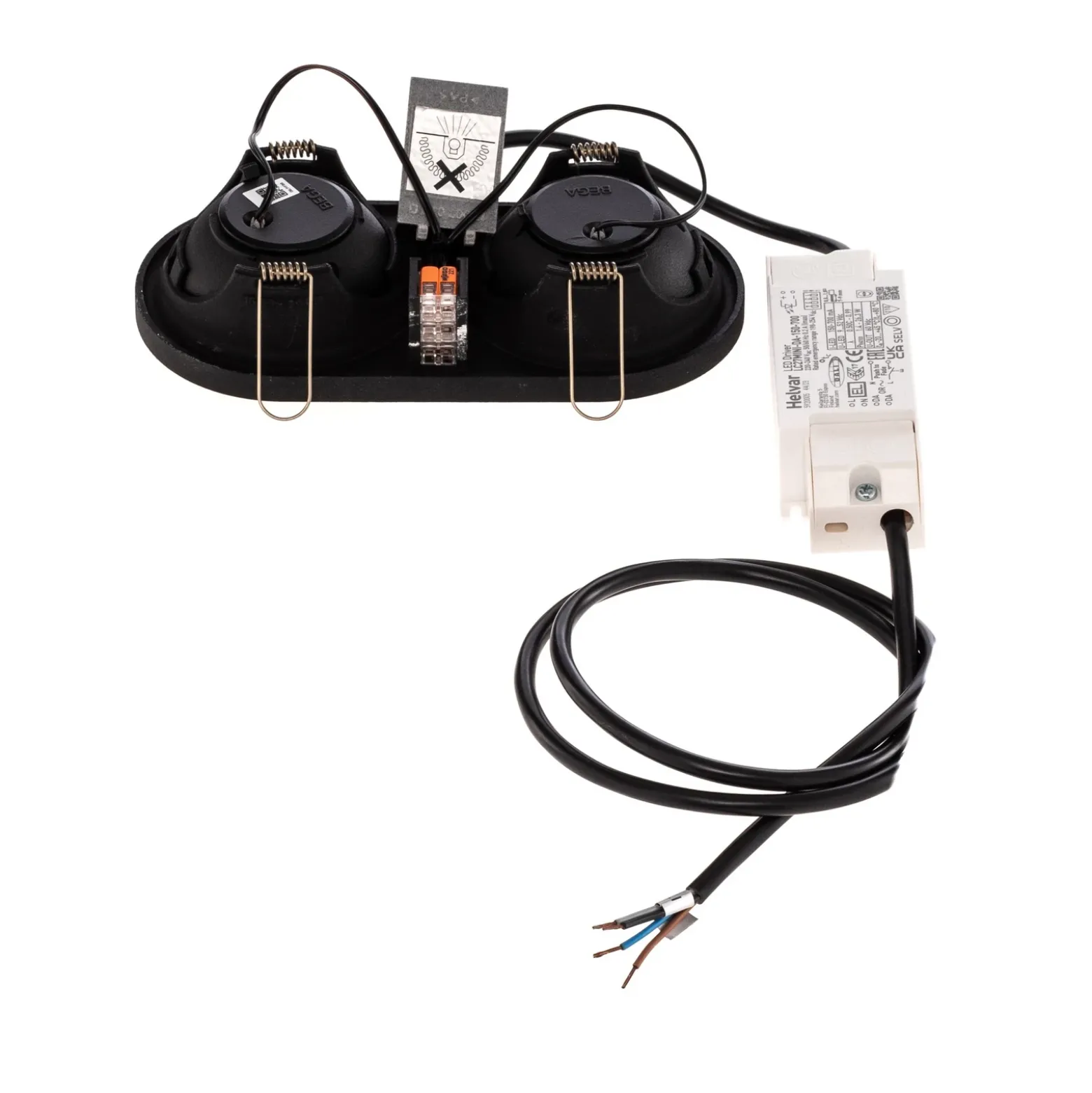 Foco empotrable Bega LED Studio Line, negro/latón, 2 luces.