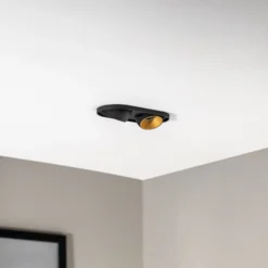 Foco empotrable Bega LED Studio Line, negro/latón, 2 luces.