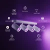 Foco empotrable Calex Smart blanco, longitud 49 cm, 4 luces GU10 LED RGBW