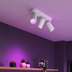 Foco empotrable Calex Smart blanco, longitud 37 cm, 3 luces GU10 LED RGBW