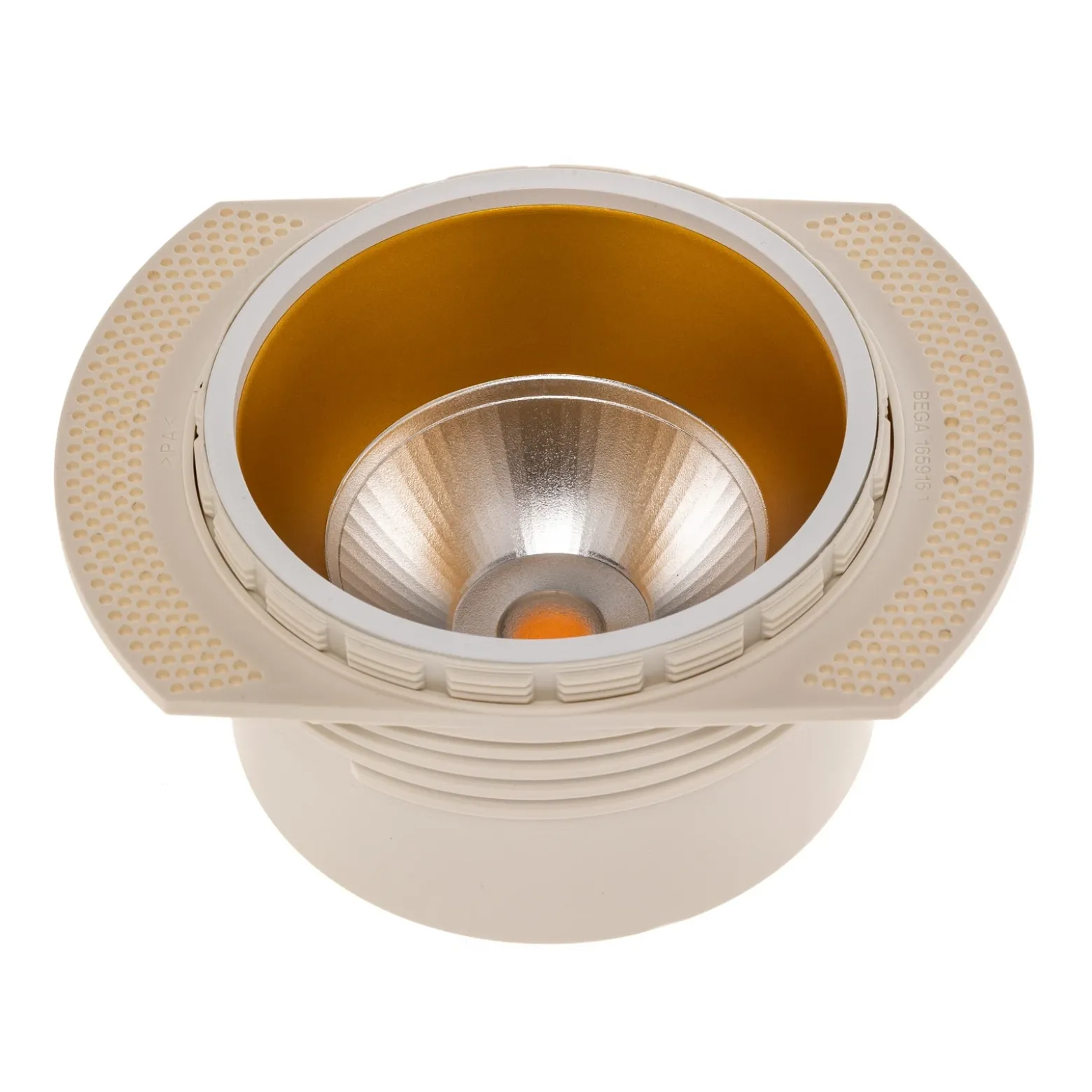 Foco empotrable de techo Bega LED Studio Line, blanco/latón, aluminio
