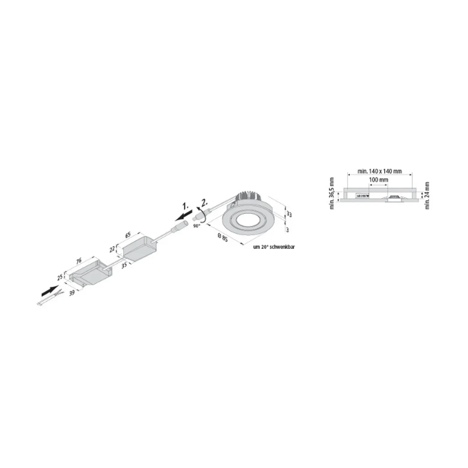 Foco empotrable LED Eco SR 68 blanco 3.000 K Ø 8,5 cm aluminio