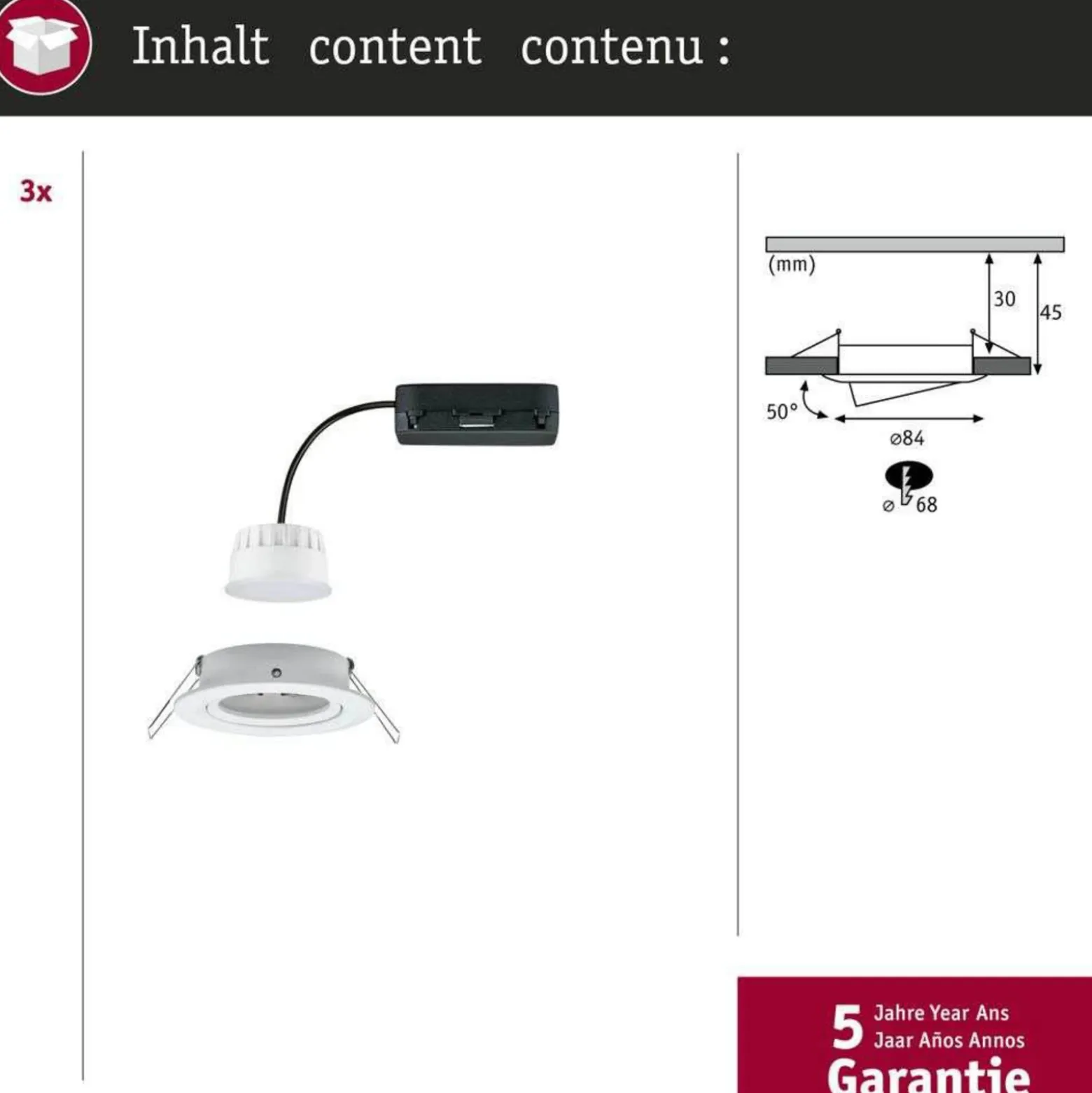 Foco empotrable LED Paulmann Nova Coin Smart blanco RGBW, juego de 3, 8,4 cm