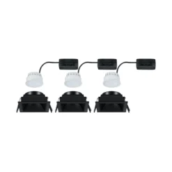 Foco empotrable LED Paulmann Cole Coin, negro, angular, IP44, atenuable, juego