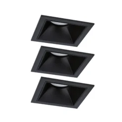 Foco empotrable LED Paulmann Cole Coin, negro, angular, IP44, atenuable, juego
