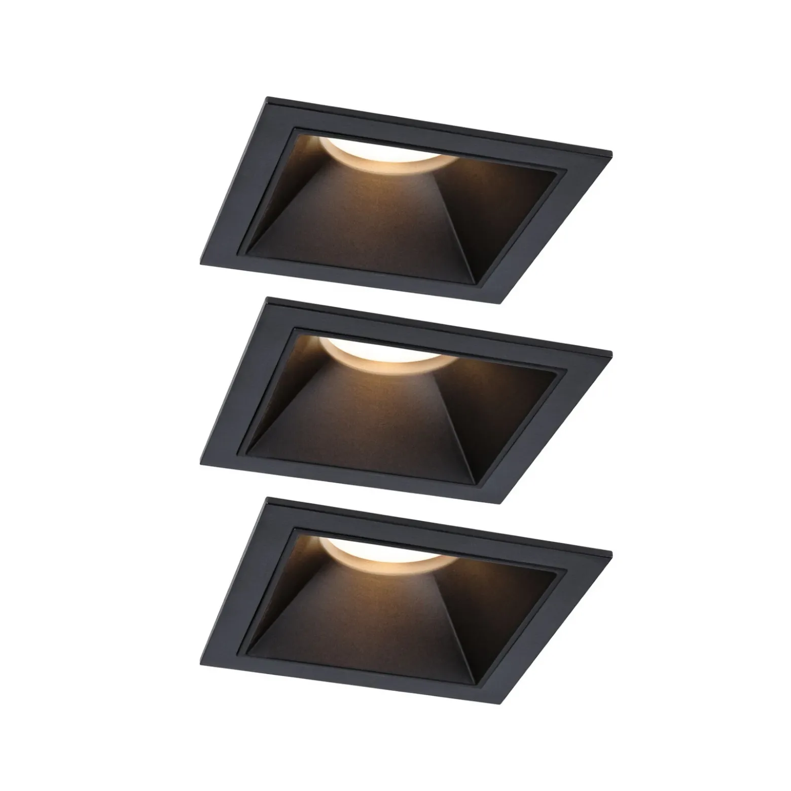 Foco empotrable LED Paulmann Cole Coin, negro, angular, IP44, atenuable, juego
