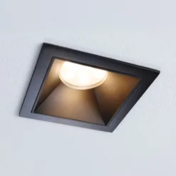 Foco empotrable LED Paulmann Cole Coin, negro, angular, IP44, atenuable, juego