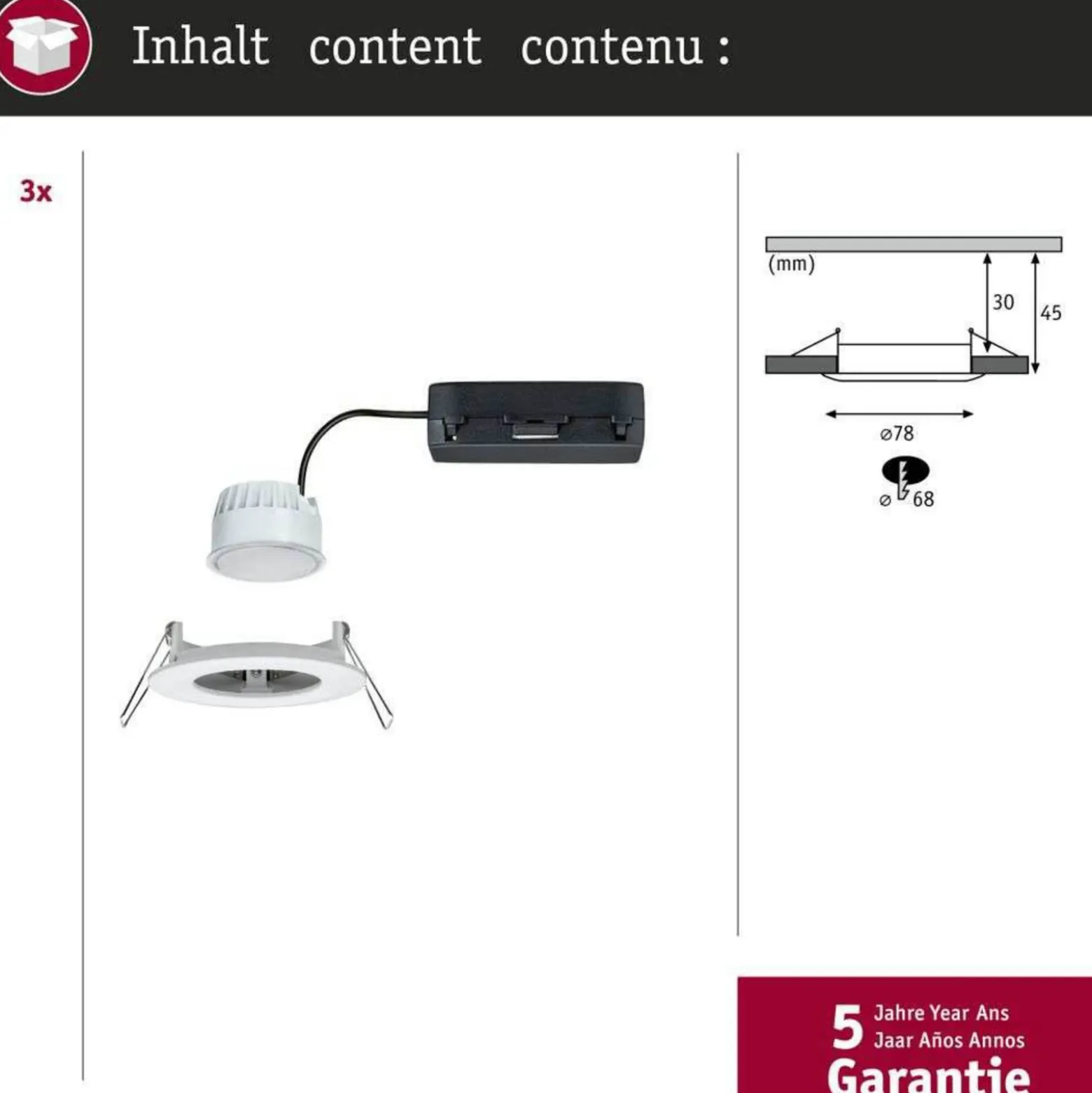 Foco empotrable LED Paulmann Nova Coin Smart blanco RGBW, juego de 3, 7,8 cm