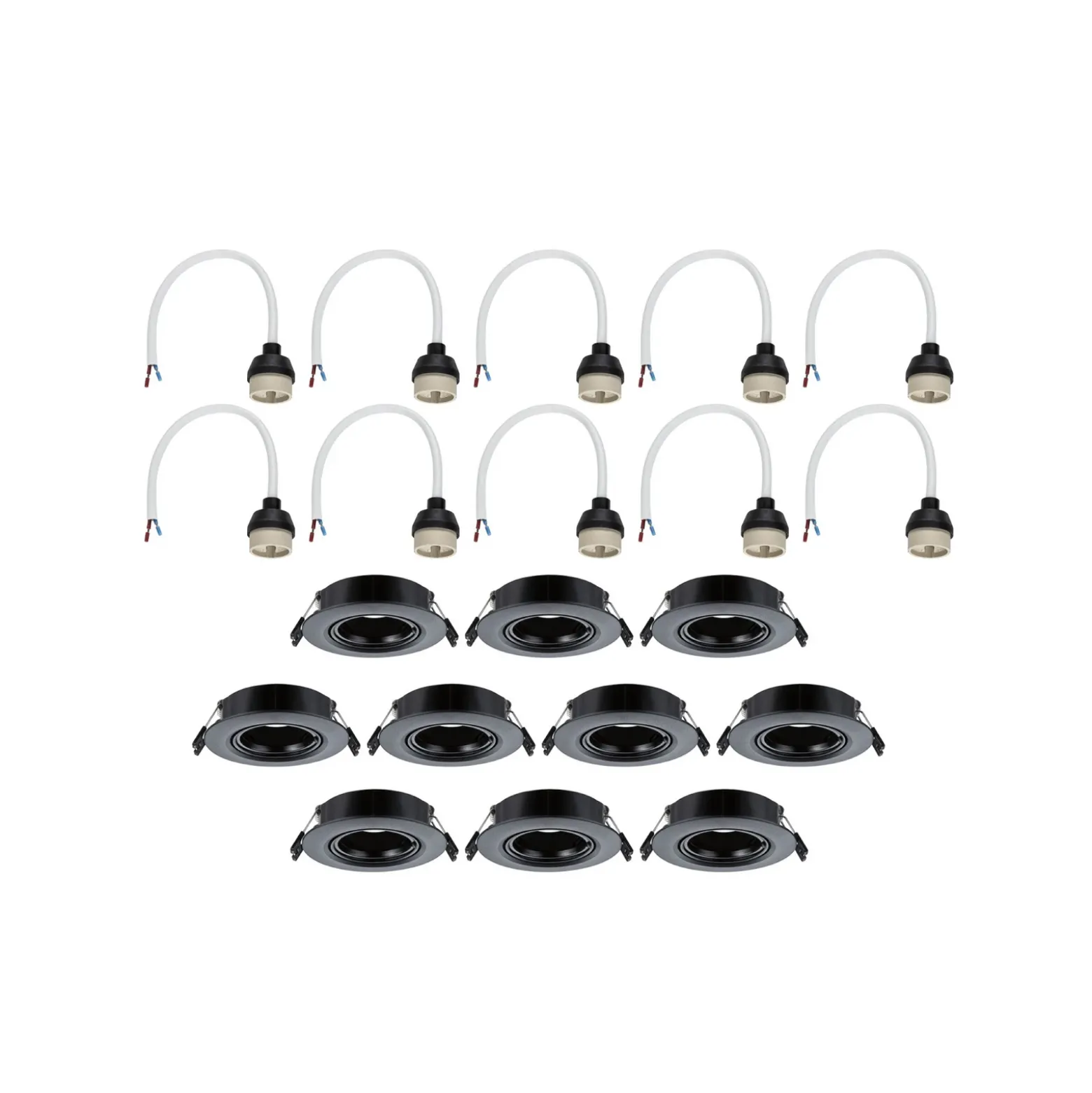 Foco empotrable 92117 negro, Ø 9 cm, regulable, 30°, orientable, juego de 10