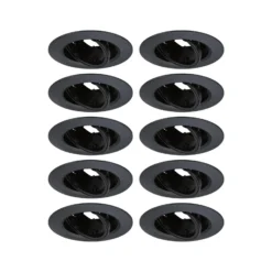 Foco empotrable 92117 negro, Ø 9 cm, regulable, 30°, orientable, juego de 10