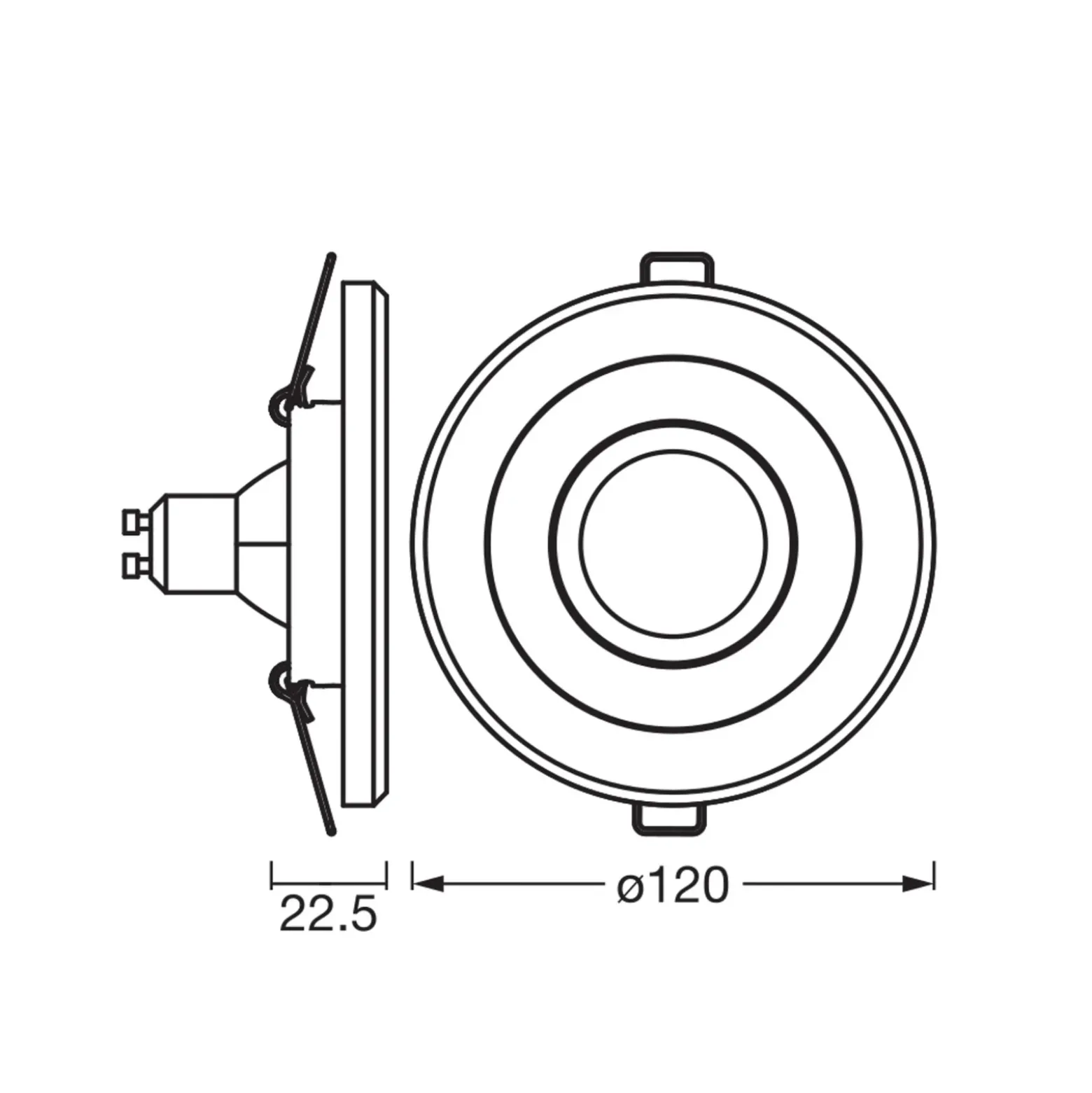 Foco empotrable OSRAM, hormigón oscuro/níquel, Ø 12 cm, GU10-LED